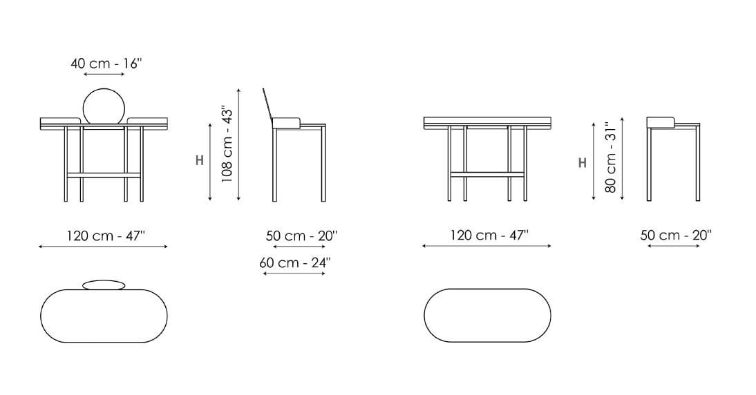Мобильный металлический туалетный столик BONALDO ASIA ARCH-00073003 - Вид №5