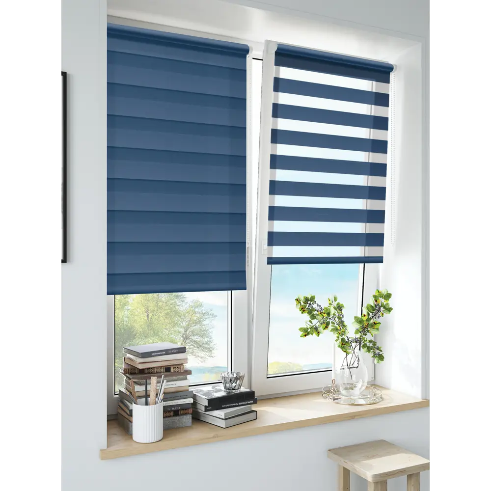 Штора рулонная день-ночь Madrid 50x160 см синяя MIAMOZA Коллекция 2024г STLM-2074436 - Вид №3