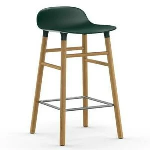 Барный стул Form с ножками из дуба 65 см, зеленый