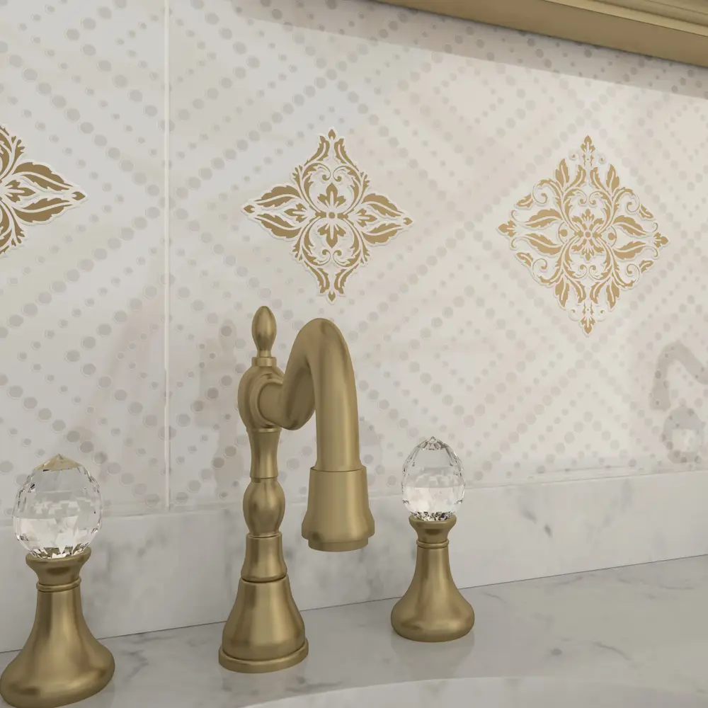 Шахтинская Плитка Тиана 02 - Бежевая глянцевая плитка с геометрическим узором 86745649