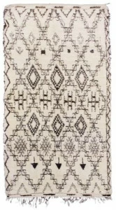 AFOLKI Прямоугольный шерстяной коврик с длинным ворсом и геометрическими мотивами Beni ourain Taa655be