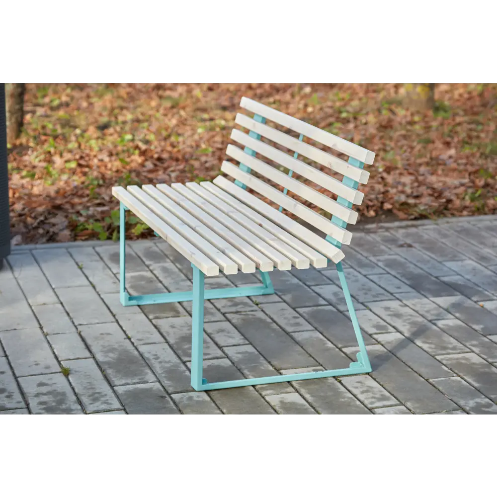 Скамья садовая Summer 120x61.5x77 см металл/дерево белый/голубой Santreyd STLM-2141209 - Вид №1