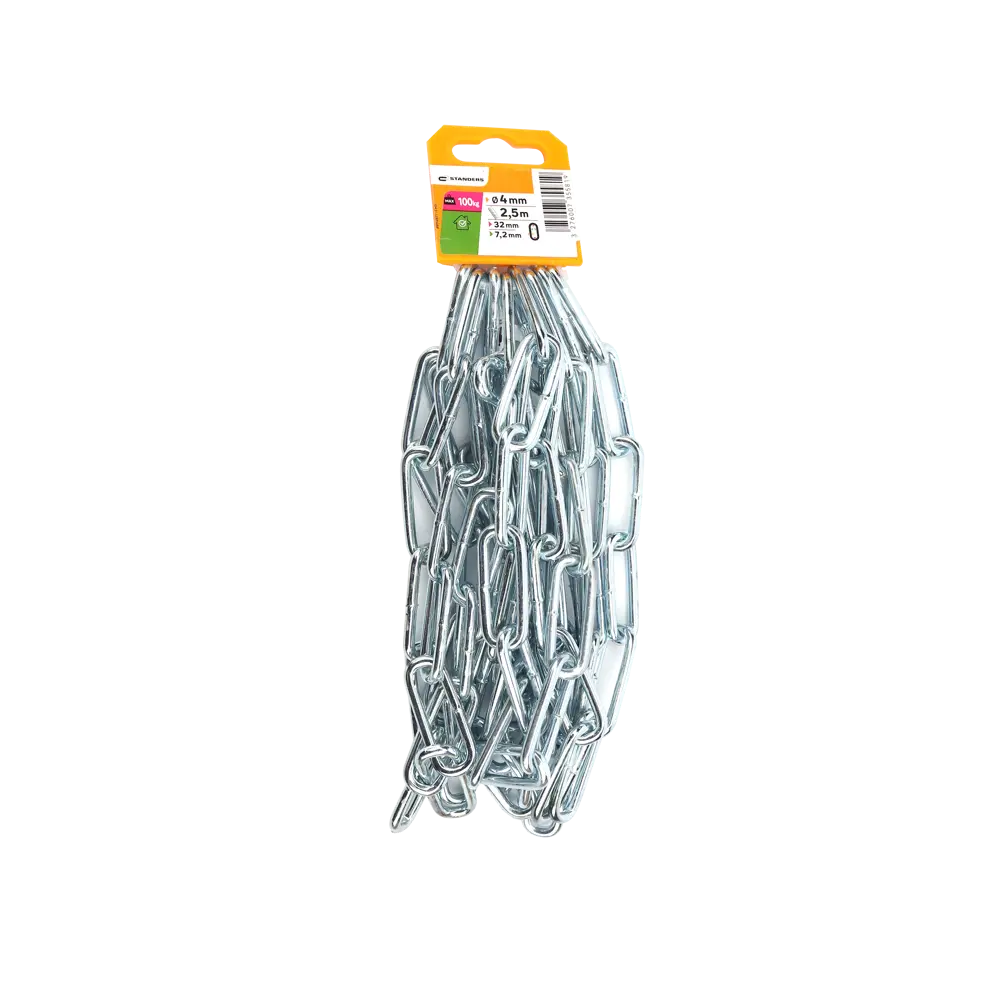 Цепь Standers оцинкованная сталь длинное звено 4 мм 2.5 м/уп STLM-2102888 - Вид №2