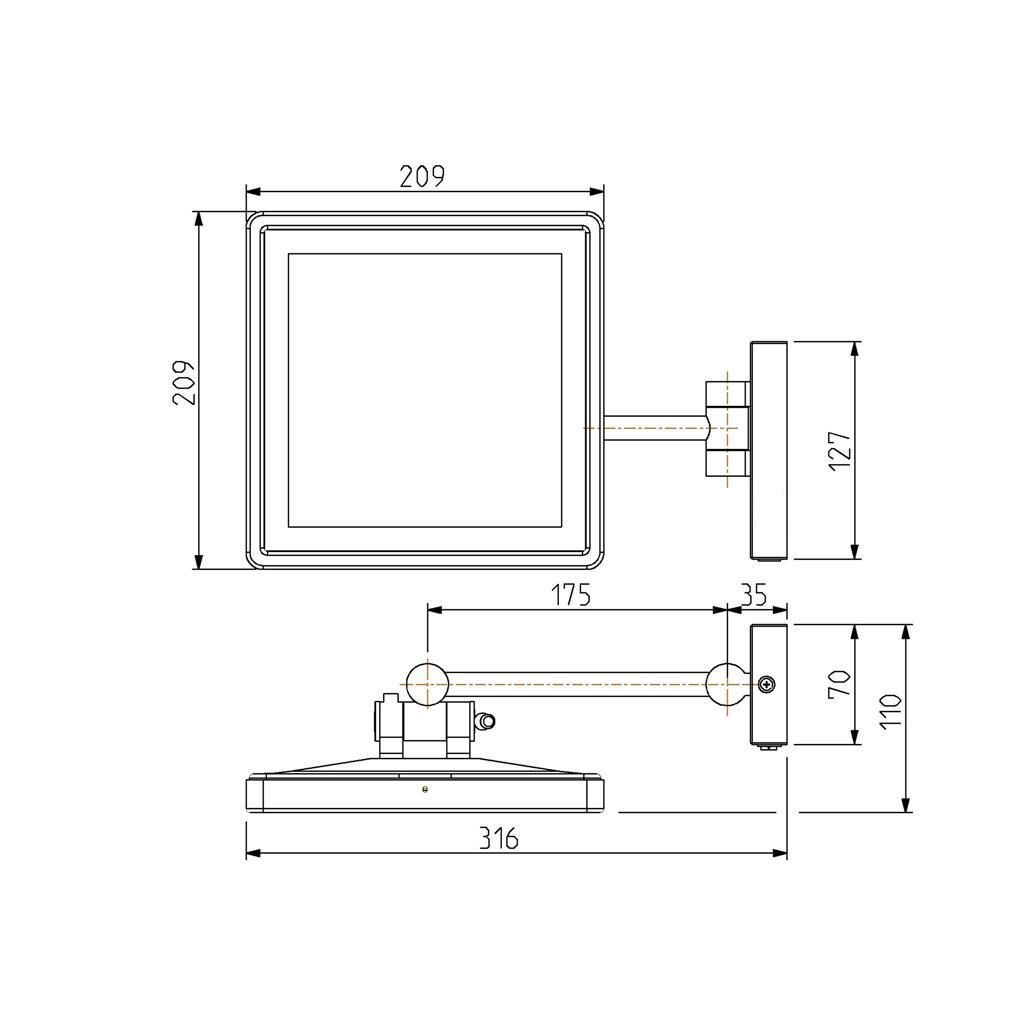 Настенное квадратное увеличительное зеркало Spekkio Yota ARCH-00096167 - Вид №2