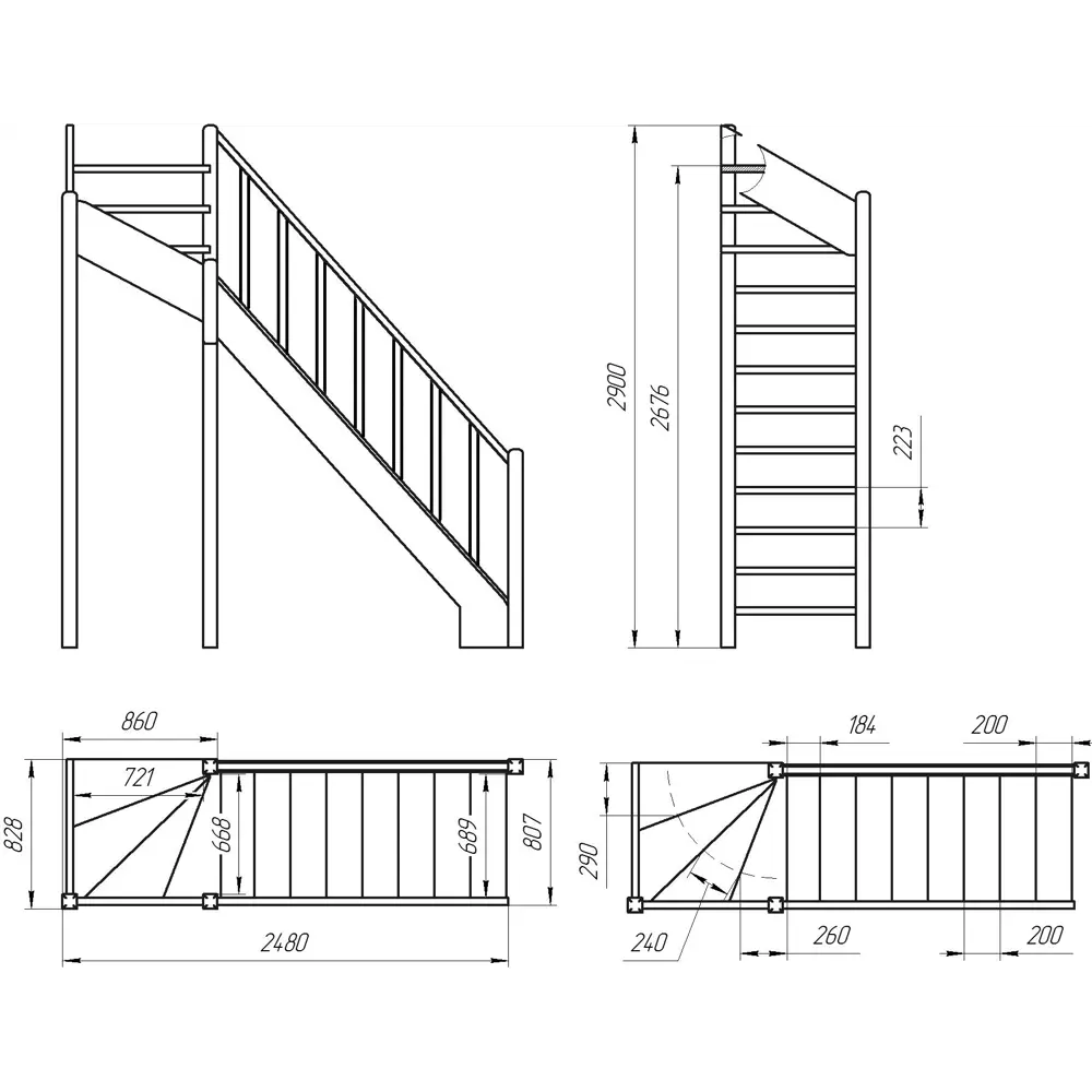 Лестница поворотная 90° ЛЕС-715 универсальная ЛЕСЕНКА STLM-2102026 - Вид №2