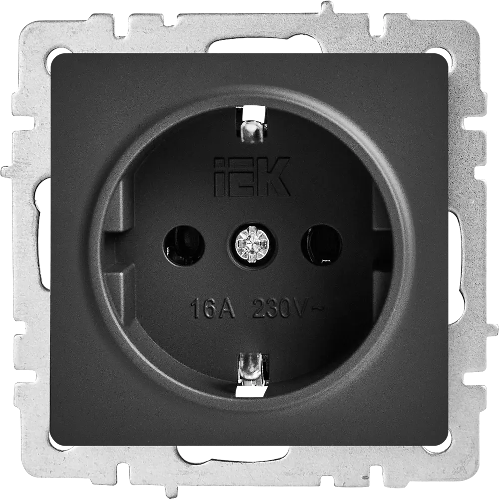 Розетка IEK Brite графит с защитными шторками и заземлением 87761581 STLM-1526629