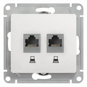 Розетка компьютерная двойная Schneider Electric Glossa GSL000185KK RJ45 цвет белый