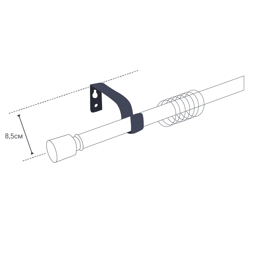 Карниз однорядный раздвижной d19/16 мм наконечник скол 160-320 см цвет сталь ORBIS STLM-2209713 - Вид №3