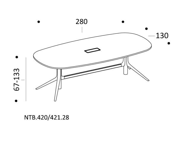 Регулируемый по высоте прямоугольный стол для совещаний с системой кабельной втулки ICF NoTable ARCH-00036629 - Вид №27