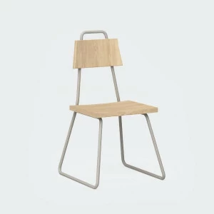 Стул с металлическими ножками и деревянным сиденьем светло-серый Bauhaus WOODI  00-3966234 Серый