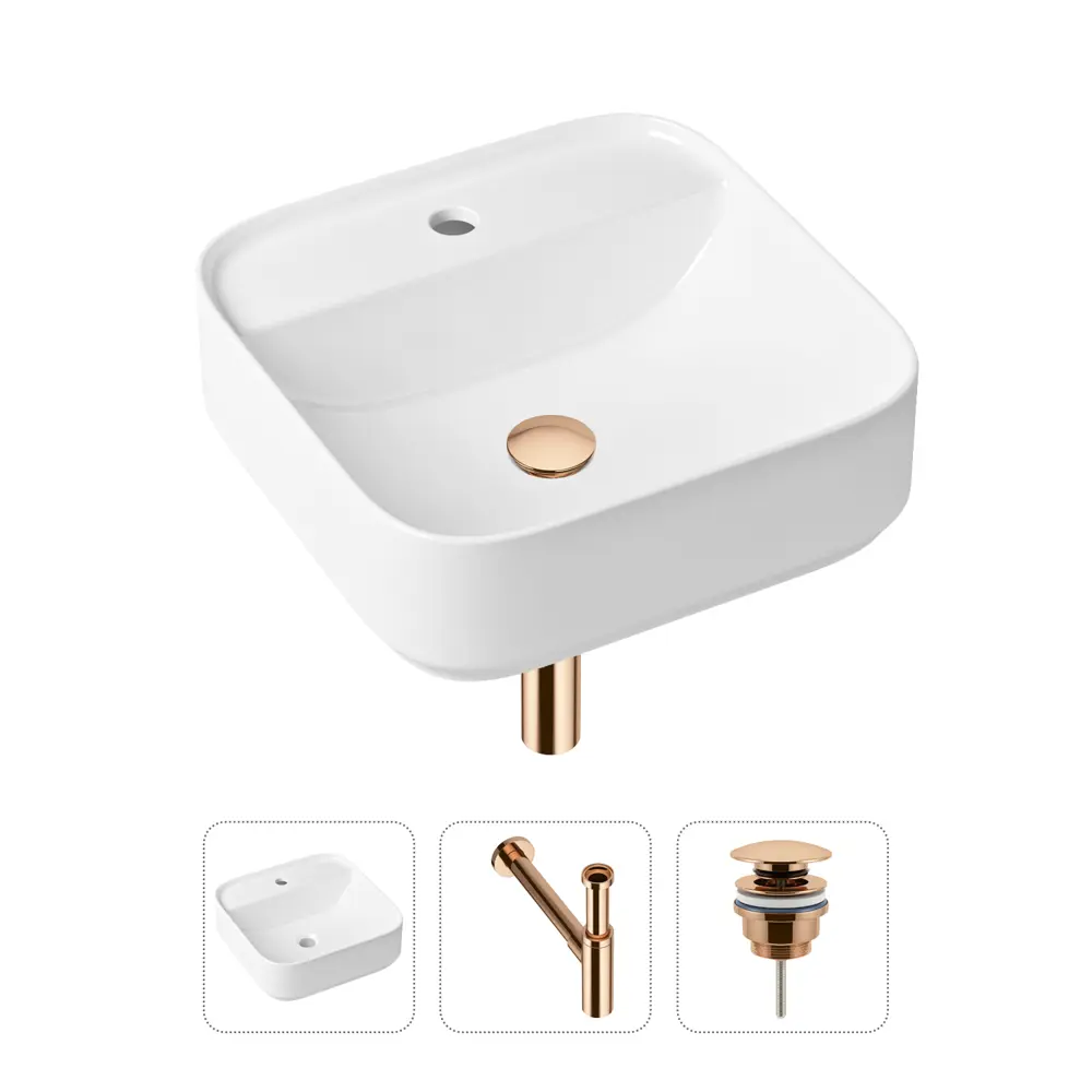 Накладная раковина Lavinia Boho Bathroom Sink Slim 21520312 фарфор 42 см с донным клапаном и металлическим сифоном