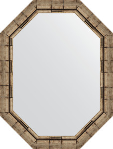 BY 7127 Зеркало в багетной раме - серебряный бамбук 73 mm EVOFORM Octagon