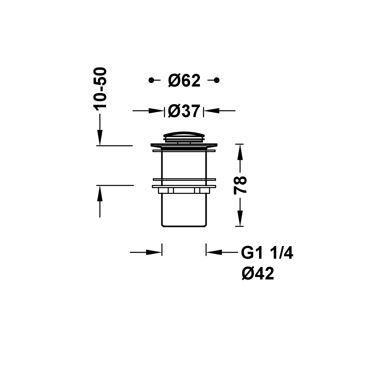 Сливной клапан Click-clack для умывальника без перелива-13454070 TRES Drain - Вид №1
