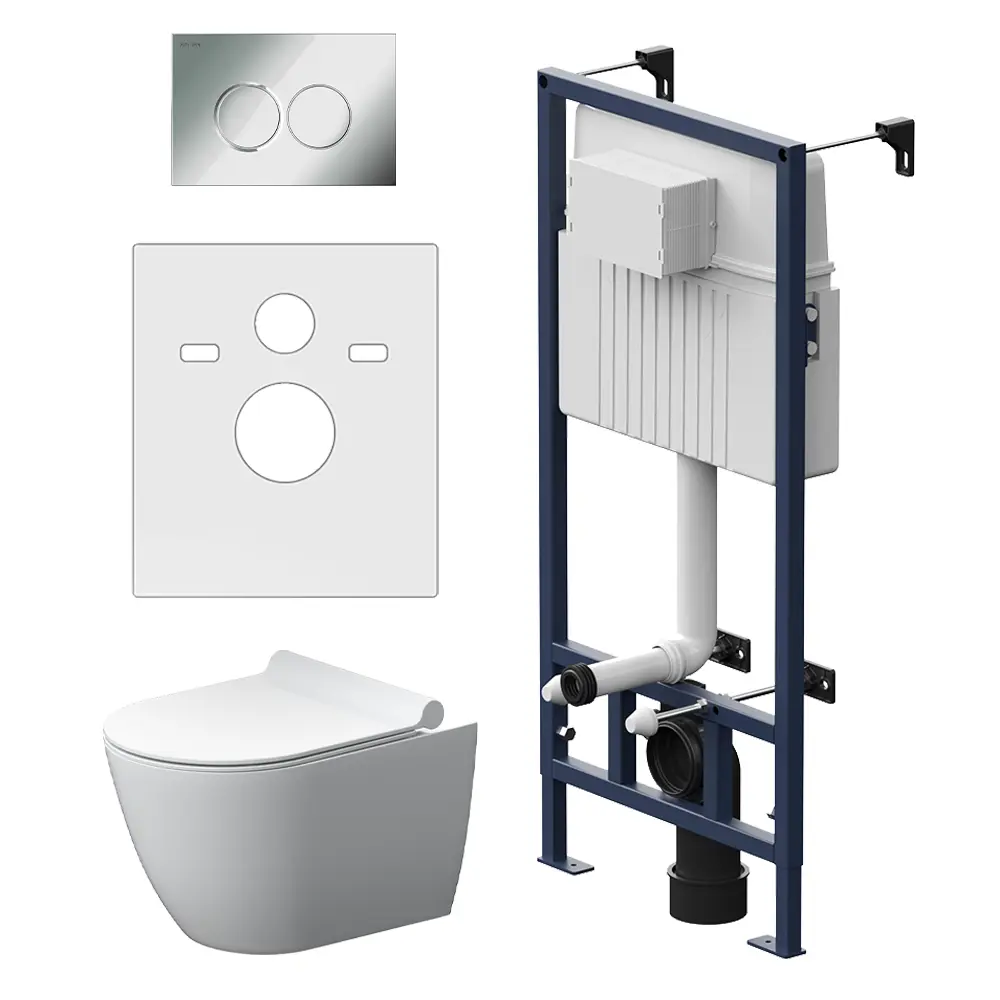 Комплект инсталляция с унитазом AM.PM Pulse Flashclean с кнопкой цвет хром STLM-2202527
