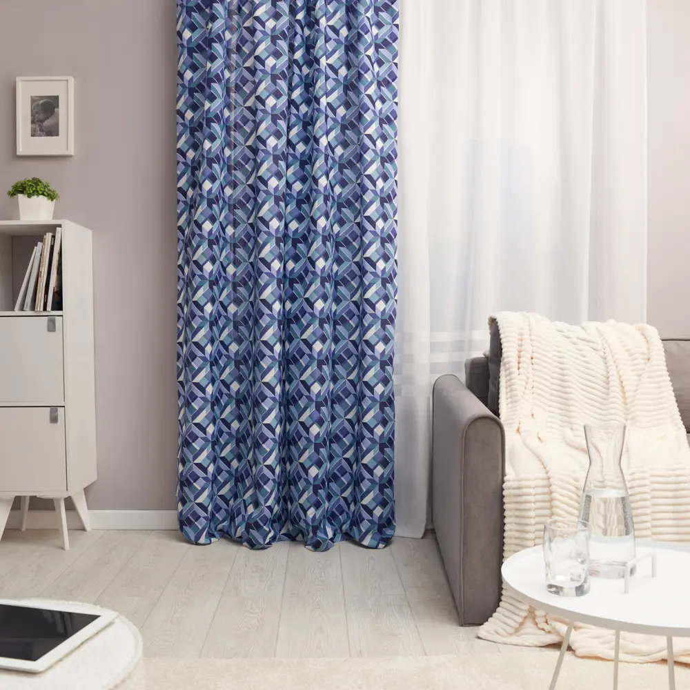 Штора на ленте Клауди 200x270 см цвет синий 84547632 STLM-2145752 Altali 