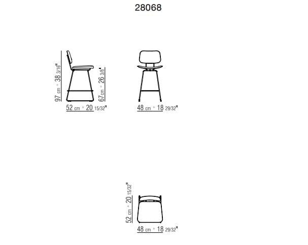 Высокий кожаный стул со спинкой Flexform Echoes S. H ARCH-00147425 - Вид №3