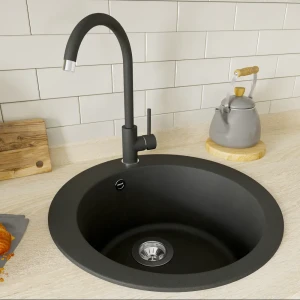 85226449 Мойка для кухни врезная Granfest Quarz GF-Z-08 47.9x47.9 см глубина чаши 18 см кварц цвет чёрный STLM-0060142