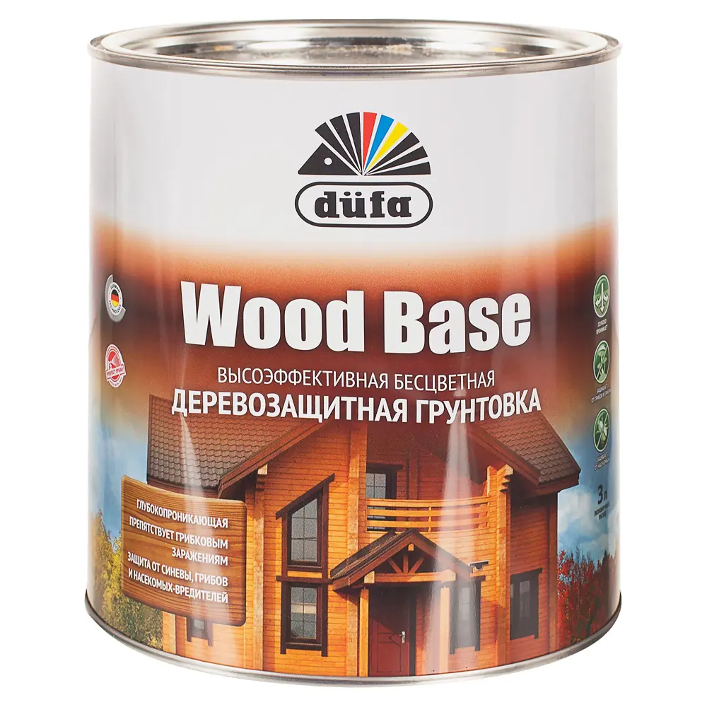 Грунтовка по дереву с биоцидом Wood Base 3 л бесцветная Dufa STLM-2094375
