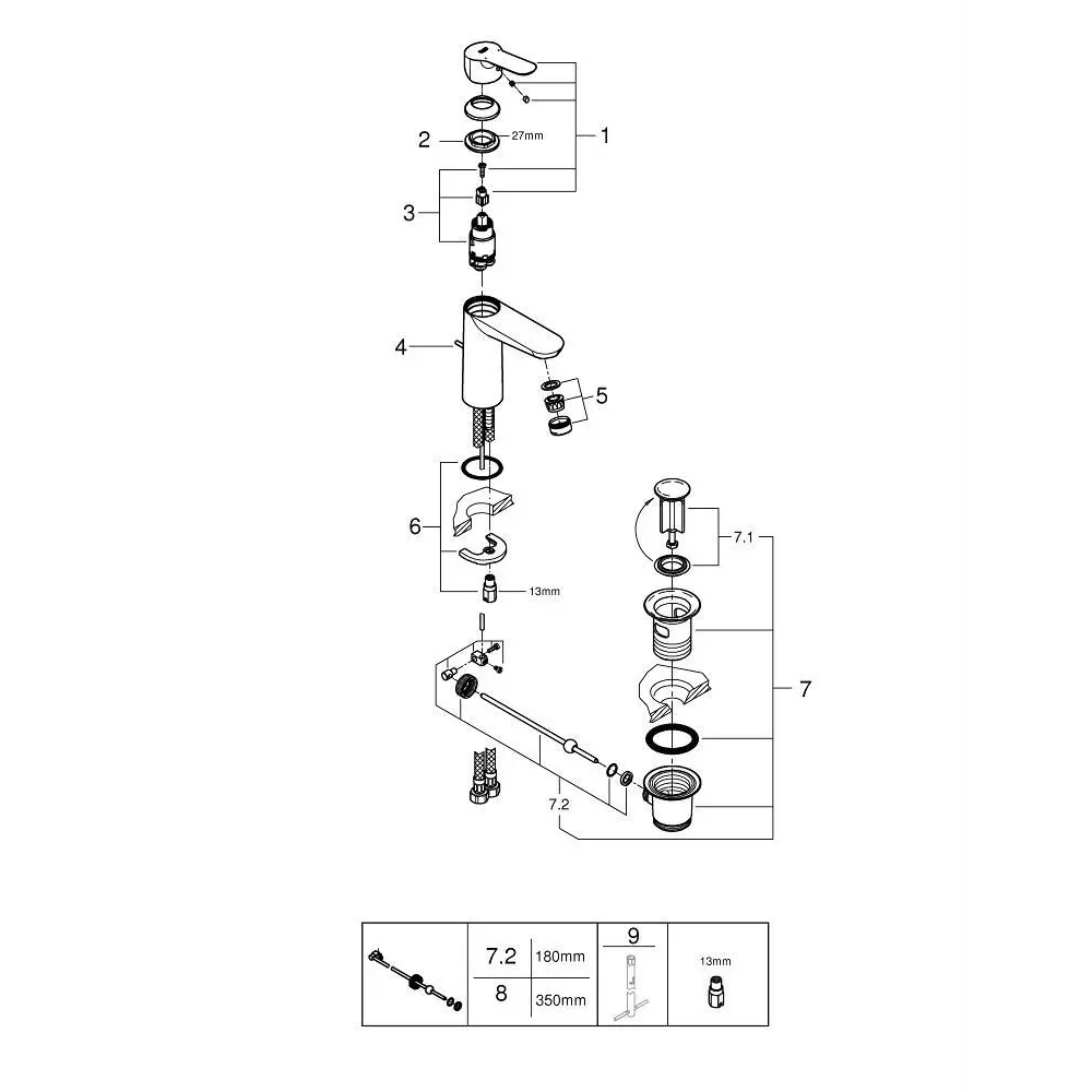 Смеситель для раковины Grohe Startclova M однорычажный цвет хром STLM-2163276 - Вид №15