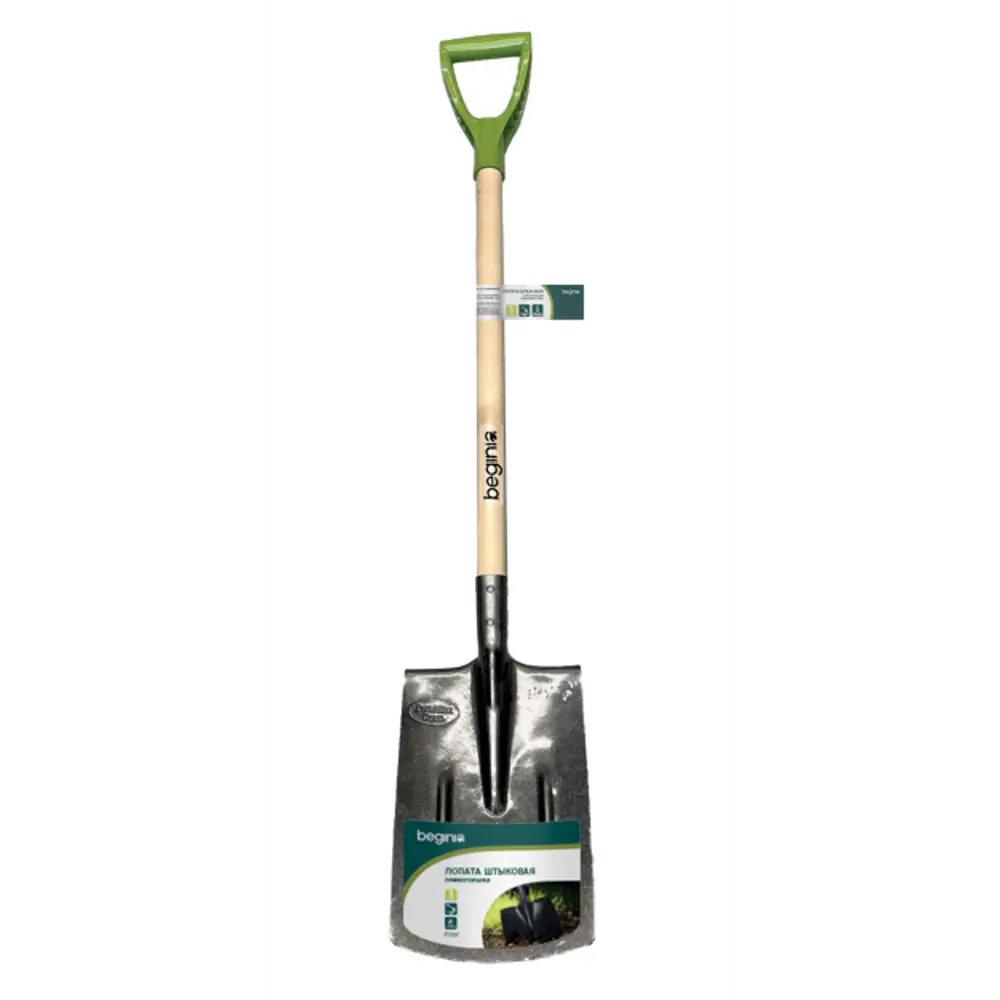 Лопата штыковая BEGINIA 120 см сталь с черенком прямоугольная рельсовая сталь STLM-2069242