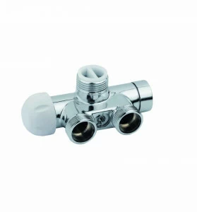 Carlo Poletti V86100ITKM Клапан термостатический угловой одно/двухтрубный с бай-пасс, с подключением медной или пластиковой трубы. Межосевое расстояние 40 мм. Клапан, совместимый с системой ТКМ.