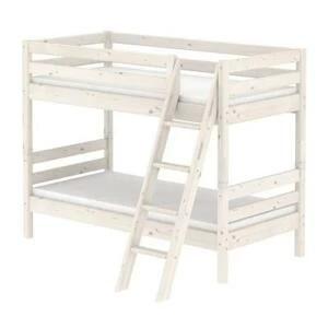 Кровать Flexa Classic двухъярусная с наклонной лестницей, белая, 200 см