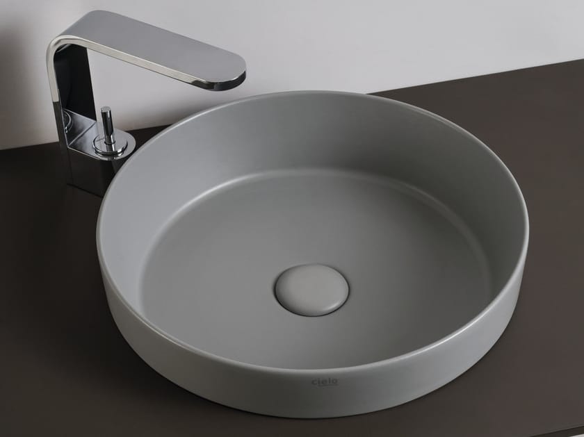 Керамический одиночный круглый полукруглый умывальник Ceramica Cielo ENJOY ARCH-00040934