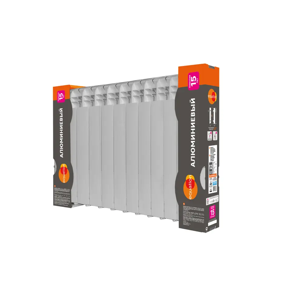 Радиатор секционный Equation Aluminium 500/96 12 секций боковое подключение алюминий белый STLM-2175040 - Вид №6