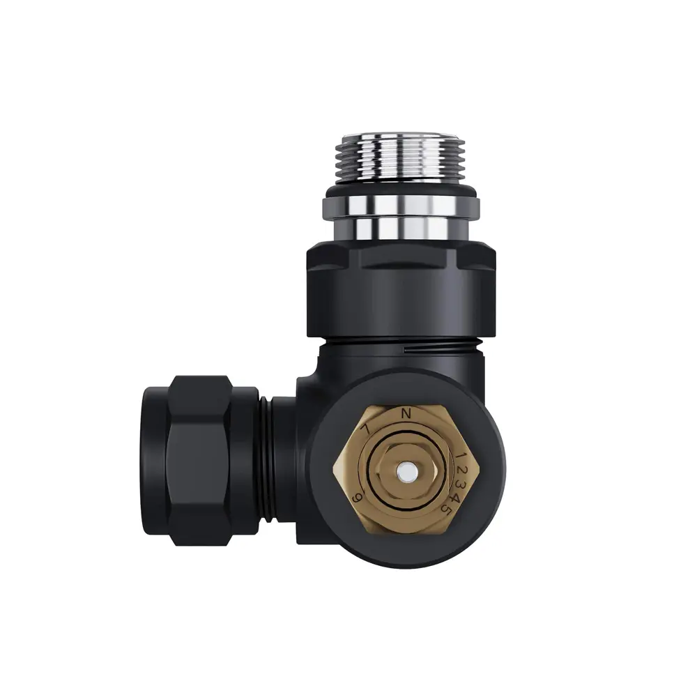 Термостатический комплект для радиатора трехосевой Royal Thermo Design Pro 1/2" латунь цвет черный STLM-2058372 - Вид №3