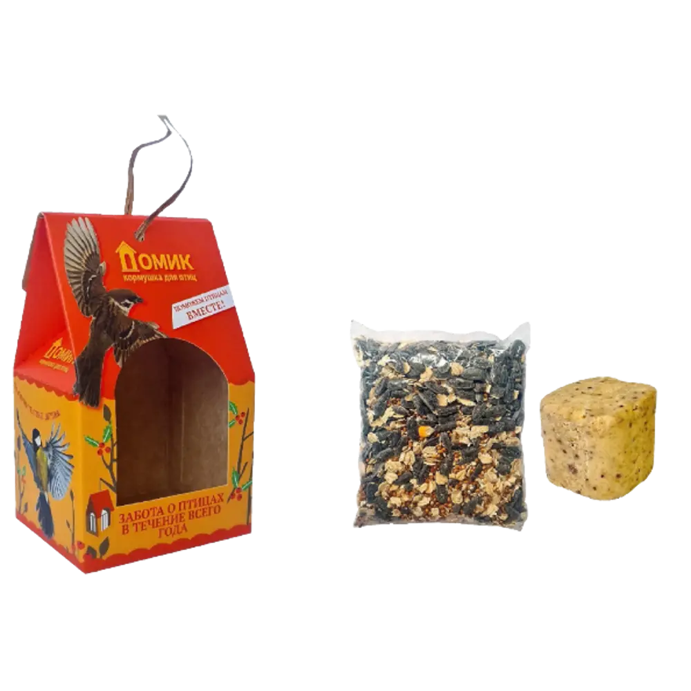 Кормушка для диких птиц Домик, пластик, корм 100 г, брикет 95 г Santreyd STLM-2004841 - Вид №1