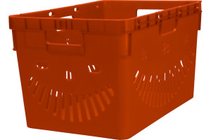 16288573 Ящик п/э, 600x400x340, перфорированный, стенки с отверстиями для пакетов, оранжевый 10842 Тара.ру