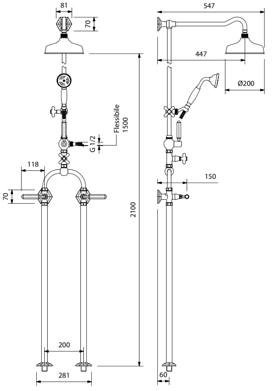 Напольная душевая колонна с ручным душем Park Avenue Dark Black ARCH-00053220 - Вид №2