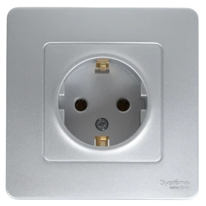 Розетка встраиваемая Systeme Electric Blanca с заземлением цвет алюминий 86728844 STLM-2206719