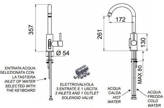 Электронный смеситель для кухни из хромированной латуни с очистителем Remer Rubinetterie очищенная вода ARCH-00029574 - Вид №2