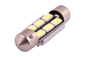 15970030 Автолампа диод T11 C5W 6 SMD диодов 1-контурная 36 мм обманка белая S08201150 SKYWAY