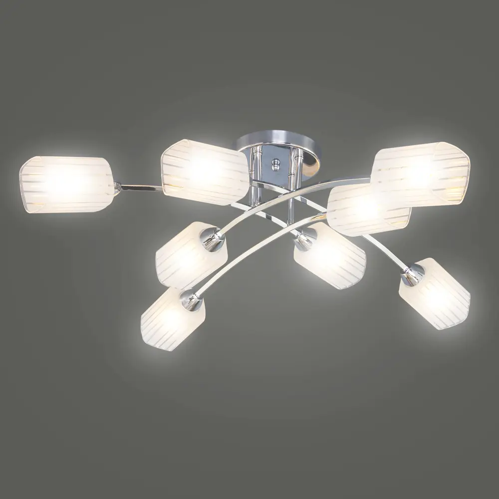 18162497 Люстра Олимпия 8xE14x60 Вт металл/стекло цвет хром/белый STLM-0009791 De Markt  - Вид №4