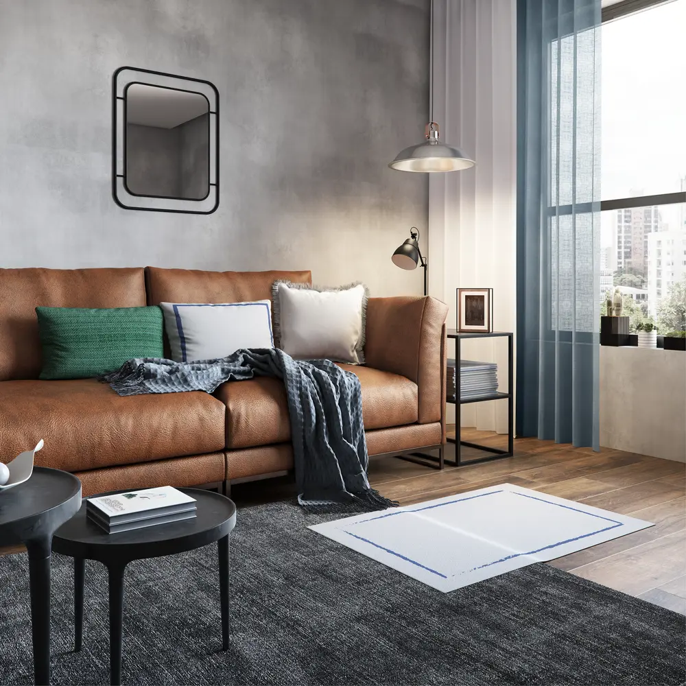 Плед Perrine 130x170 см хлопок цвет синий INSPIRE STLM-2115177 - Вид №4