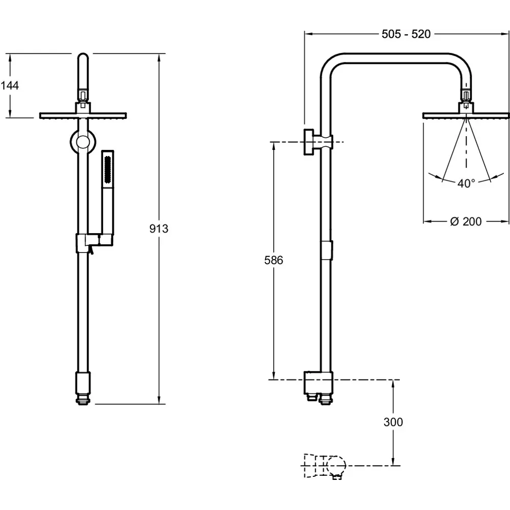 Душевая стойка Jacob Delafon Eo с верхним душем STLM-2120630 - Вид №3