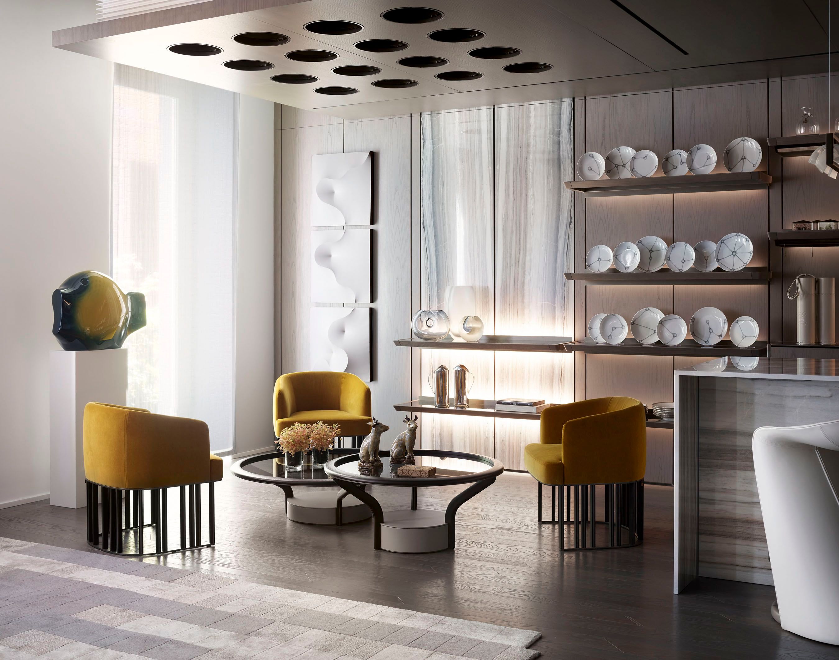 Круглый деревянный и стеклянный журнальный столик Giorgetti CHANTERELLE ARCH-00028351 - Вид №12