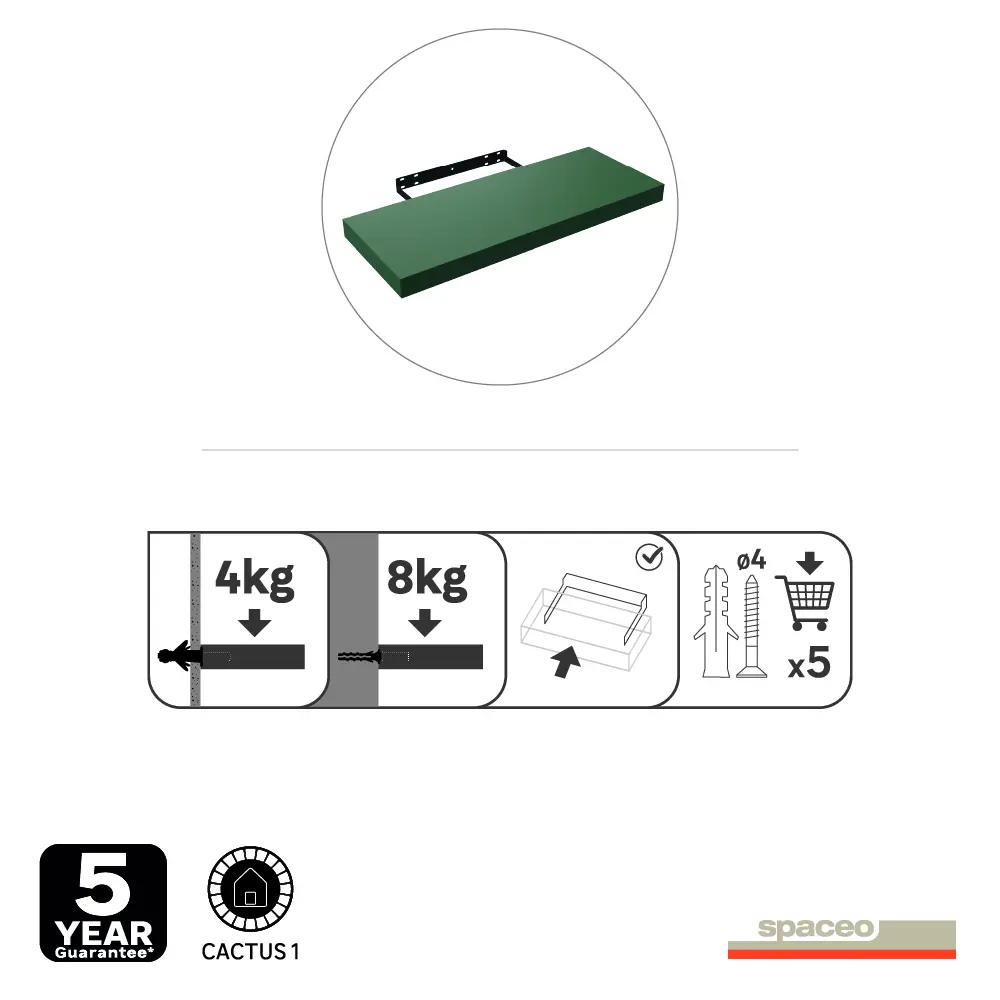 Полка настенная Spaceo Cactus 1 60x23.5 см МДФ цвет кактус STLM-2035011 - Вид №9