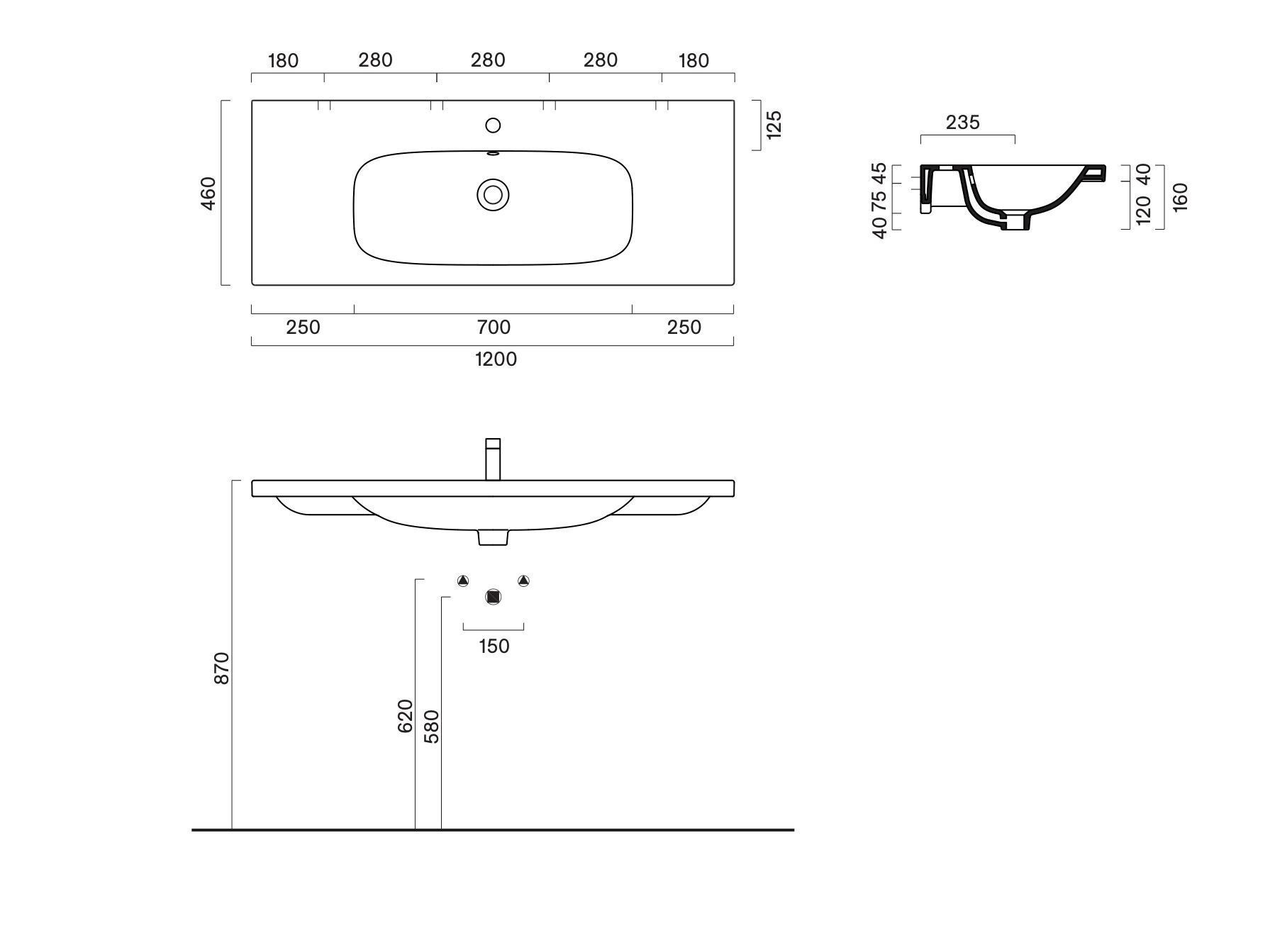 Прямоугольная одиночная раковина CERAMICA CATALANO Alvea ARCH-00110608 - Вид №2