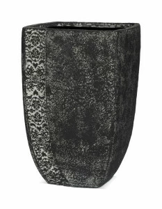 Вазон уличный, искусственный камень, с резным декором 55 см черный с патиной "Тулуза" LE-VILLAGE FLORERO 044842 Черный