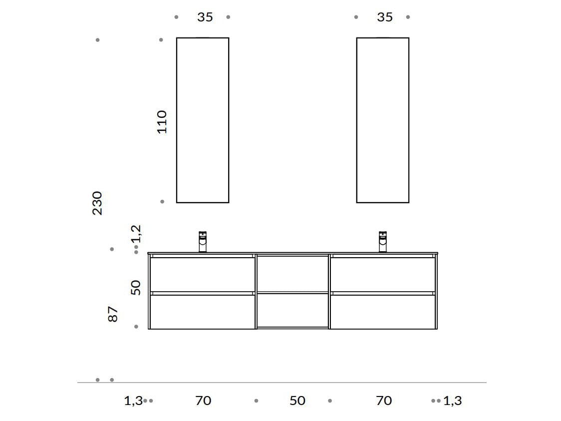 Двойной подвесной умывальник с ящиками Gruppo Geromin Change ARCH-00037462 - Вид №3