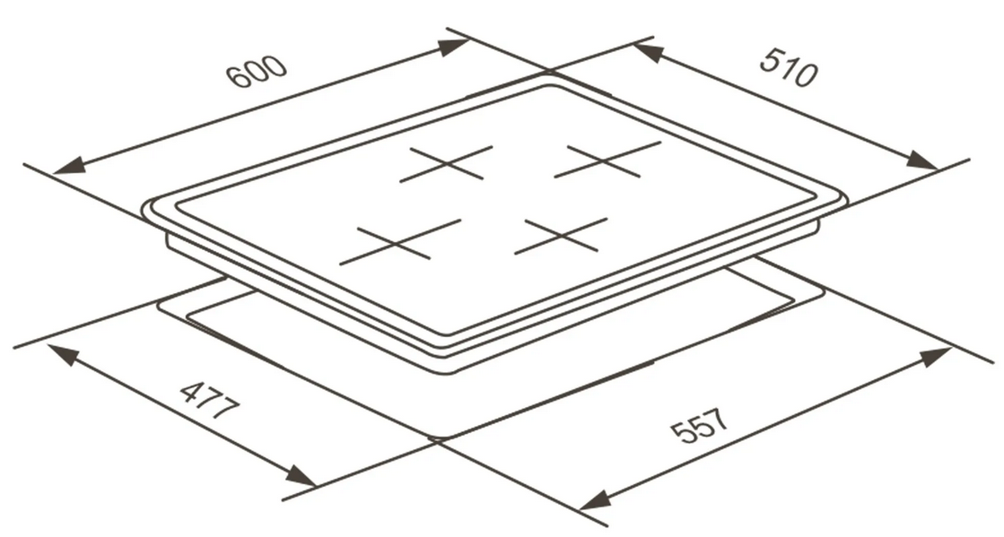 9168785 Газовая варочная поверхность Meferi MGH604WH GLASS ULTRA STDN-0102950 - Вид №6