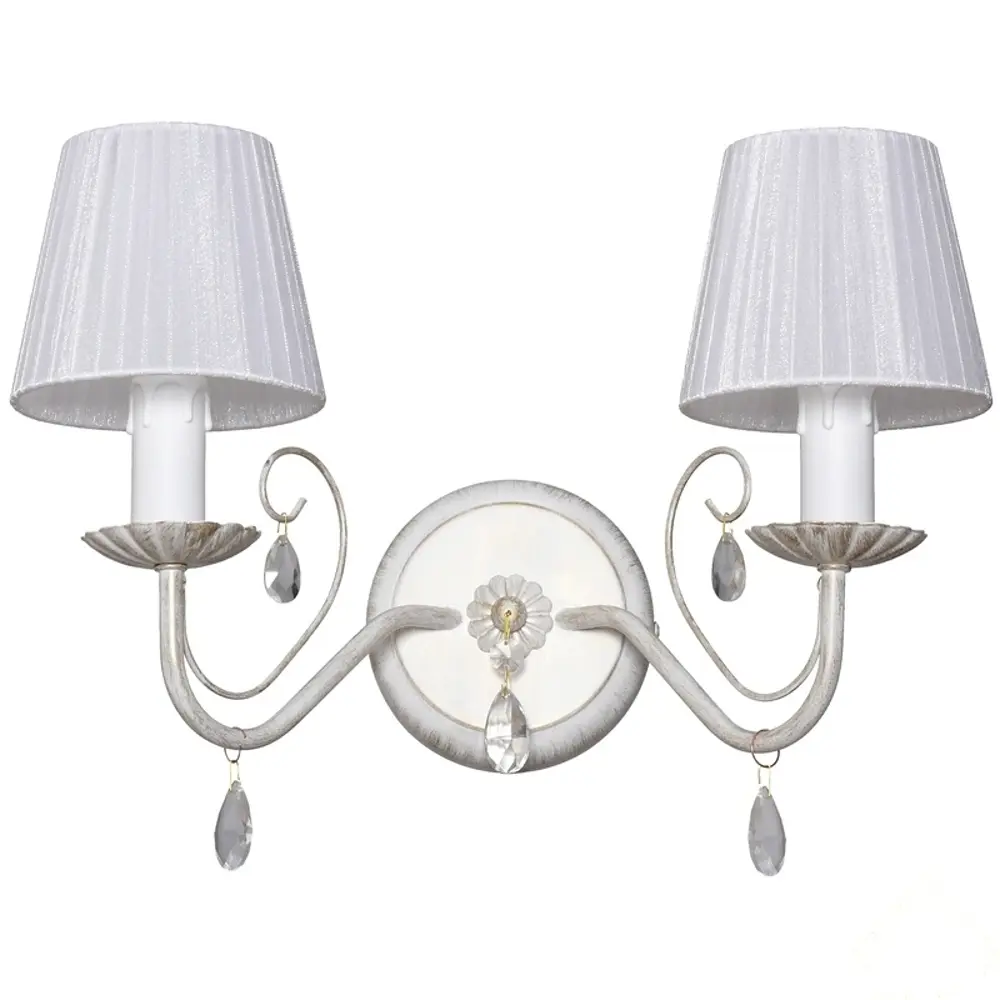 Бра Рио 2xE14x60 Вт, металл/ткань, цвет белый ЛАБОРАТОРИЯ СВЕТА "33 ИДЕИ" STLM-2099286