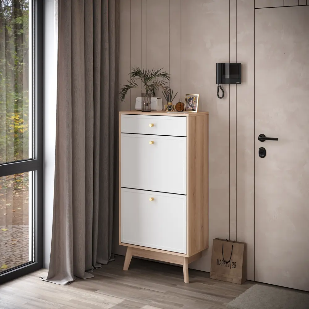 Обувница KONSENSA Лион Амьен 60x120x30 см 1 секция ЛДСП цвет белый/коричневый STLM-2065561