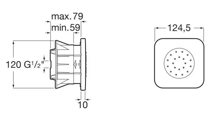 Регулируемая встраиваемая боковая насадка для душа Roca PUZZLE 5B3778C00 ARCH-00133934 - Вид №2