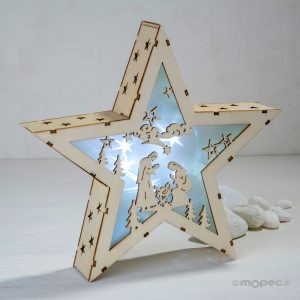 NW513 Деревянная звезда со светодиодом Dekoraniaevents Navidad
