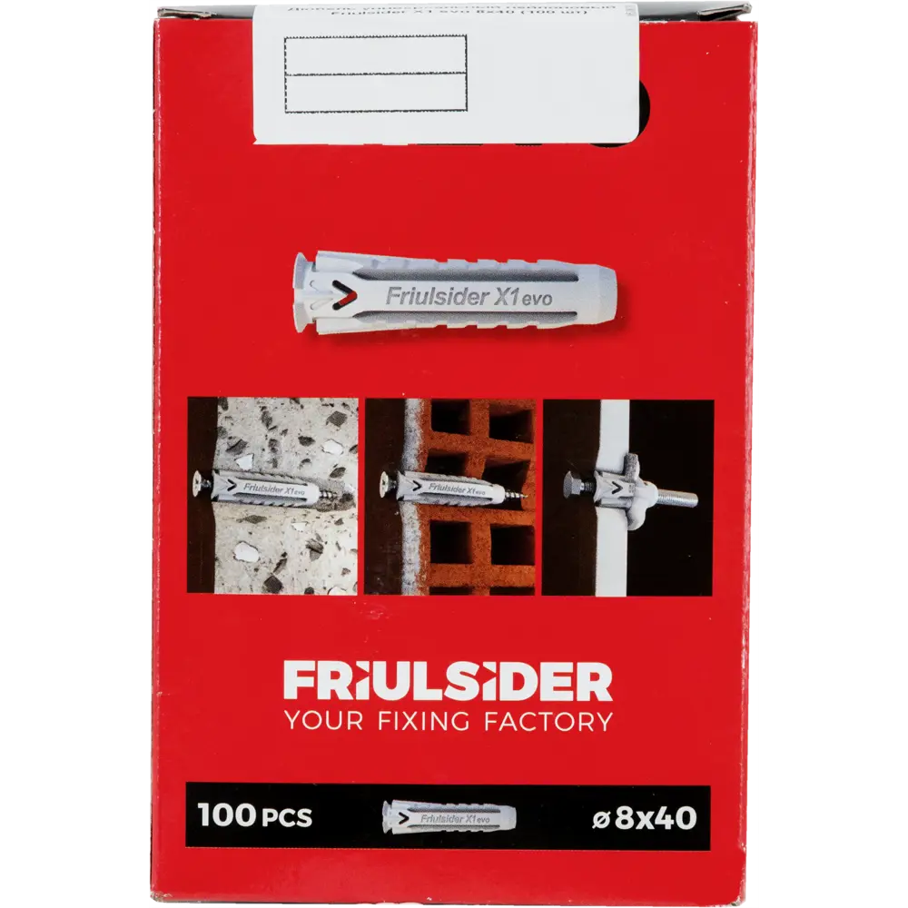 Дюбель для всех типов стен Friulsider X1 EVO 8x40 мм нейлон цвет серый 100 шт. 82799701 STLM-2051459  - Вид №3