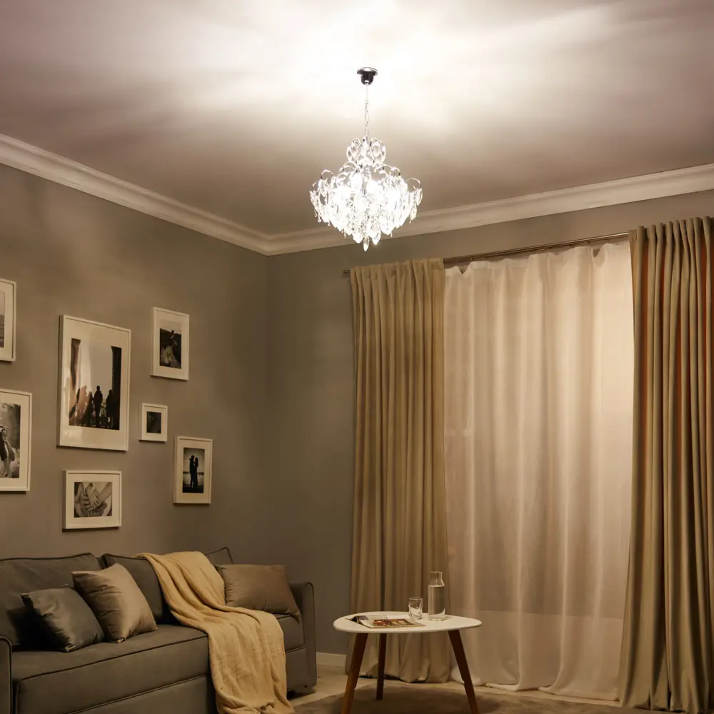 Люстра хрустальная подвесная Бриз 4 лампы 12 м² цвет хром De Markt STLM-2179950 - Вид №15